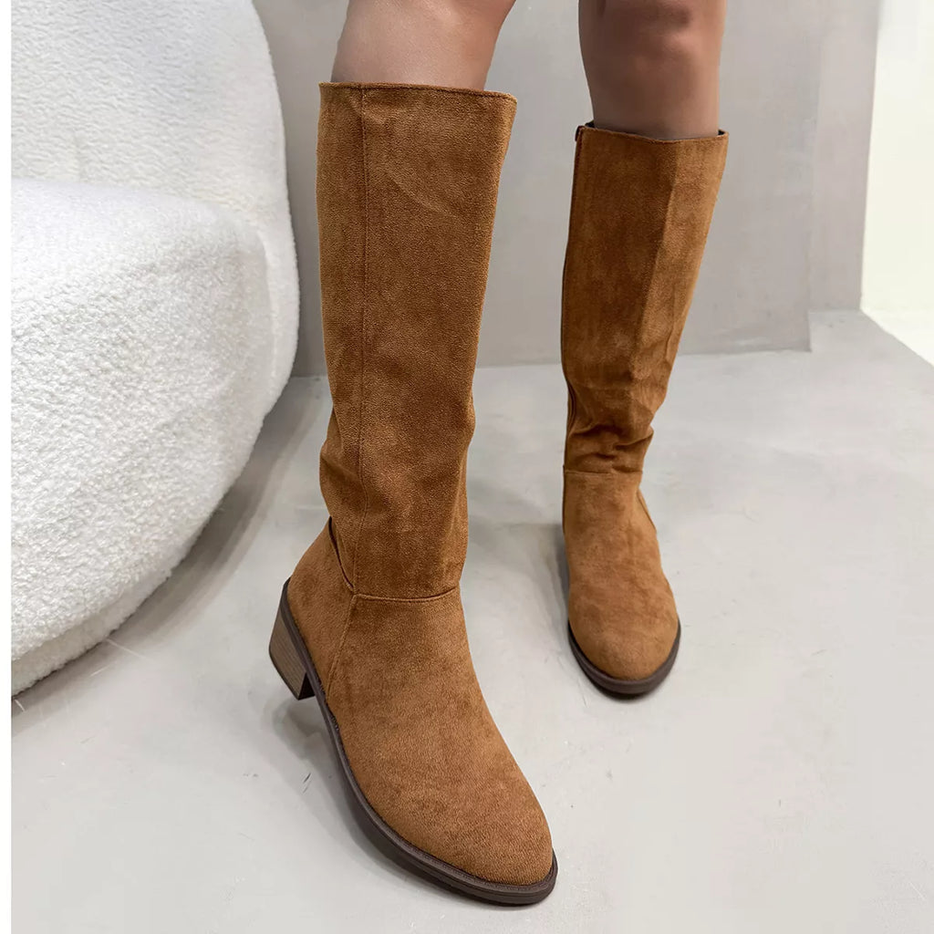 Round Toe Block Heels Boots