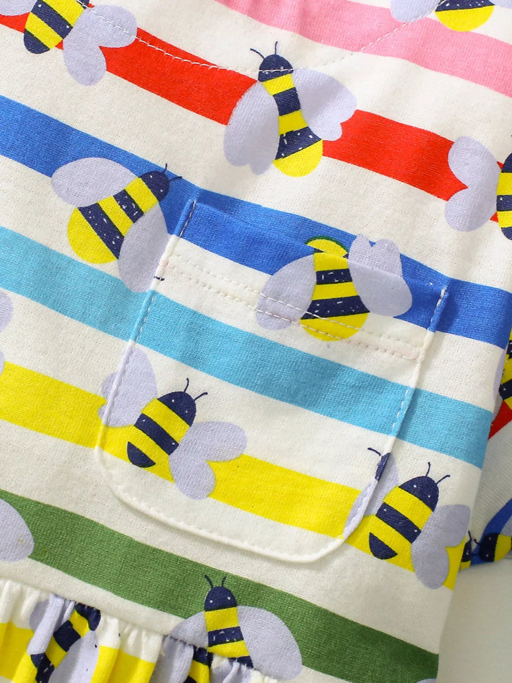Children's Striped Bee Print Casual Dress