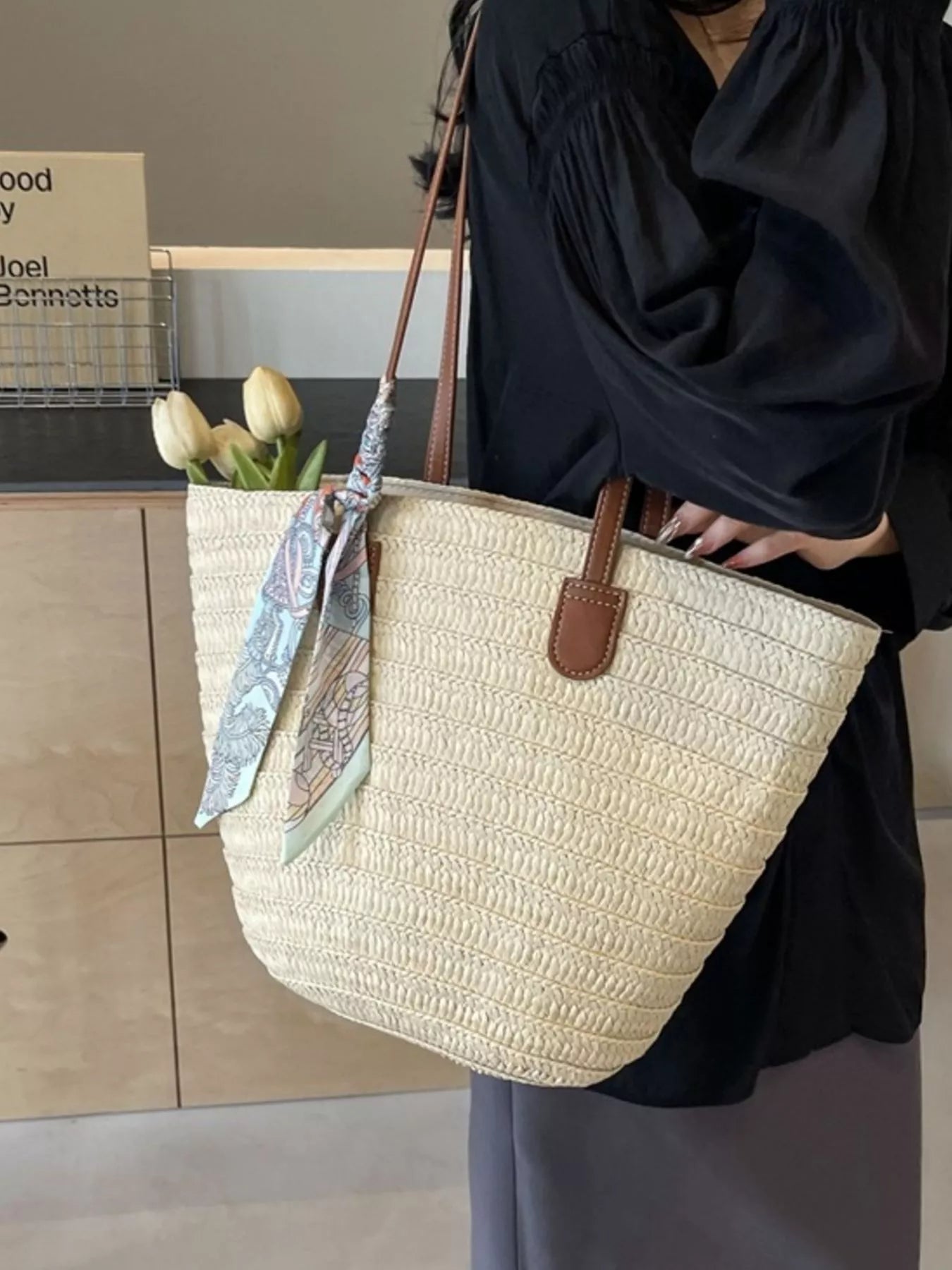 Woven Straw Shoulder Bag