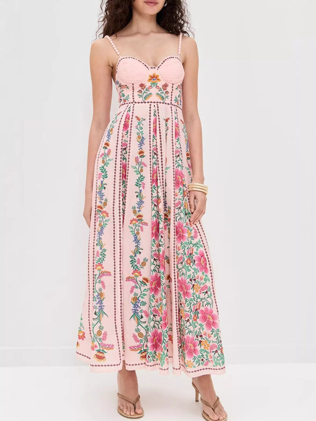 Floral Print Sweetheart Neck Dress