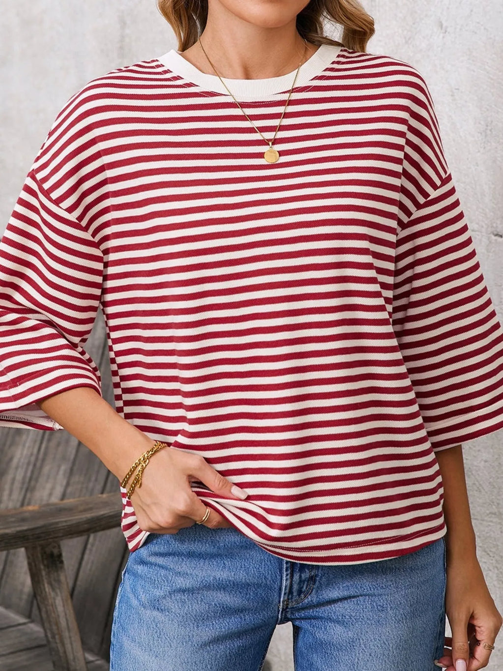 Striped Back Bow Tie T-Shirt