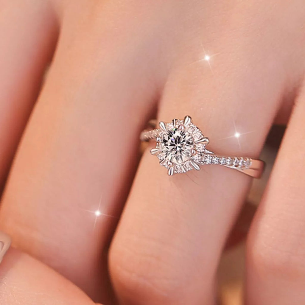 2 Piece Moissanite 925 Sterling Silver Ring