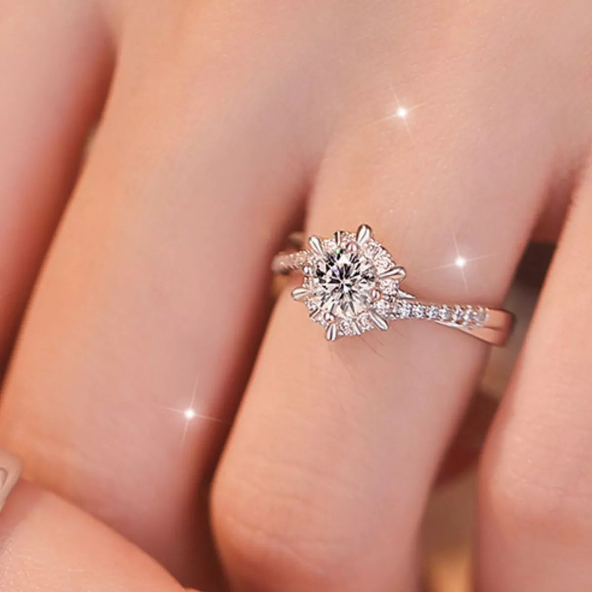 2 Piece Moissanite 925 Sterling Silver Ring