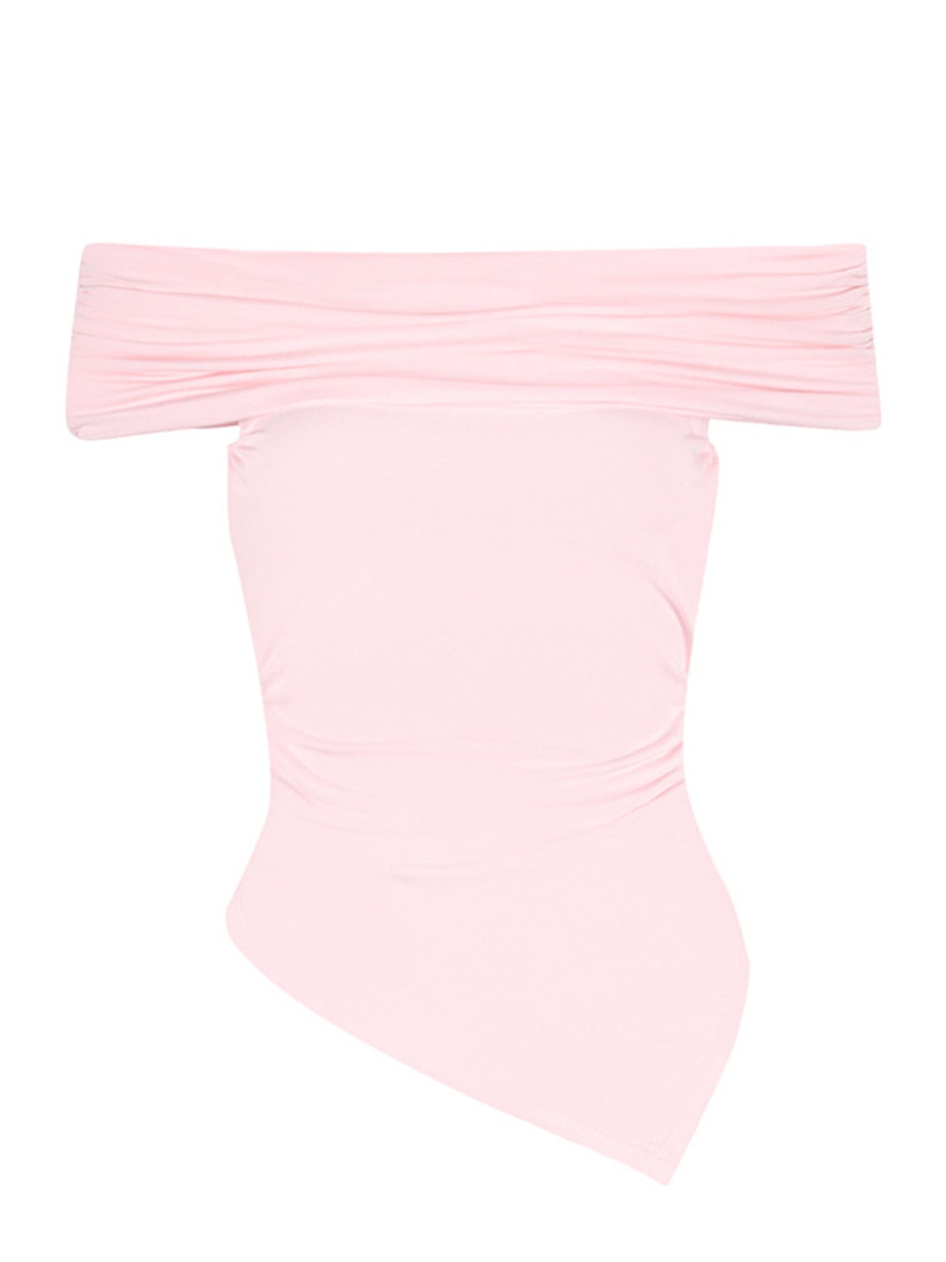 Off-Shoulder Ruched Asymmetrical Hem Top