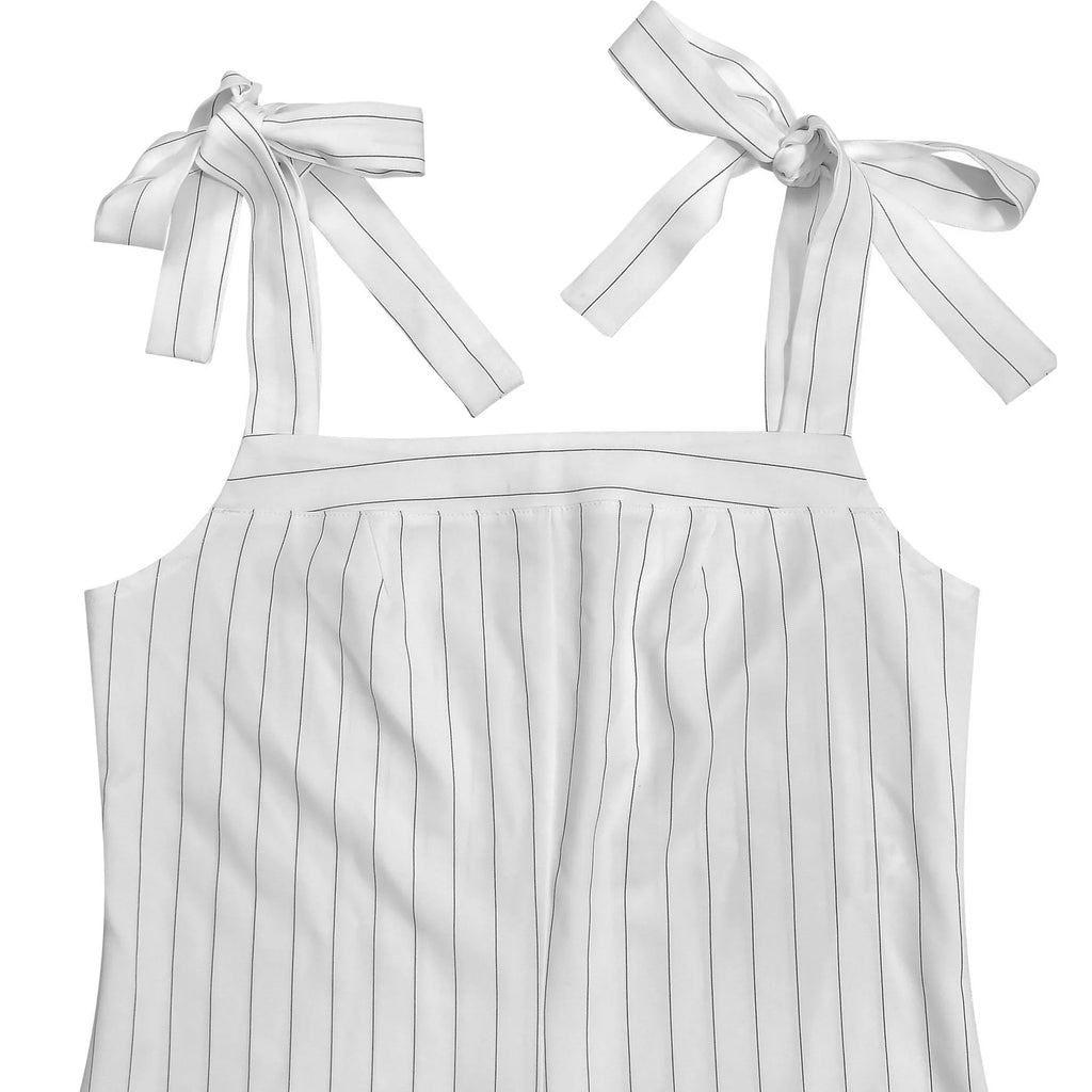 Striped Tie-Shoulder Wide Leg Jumpsuit