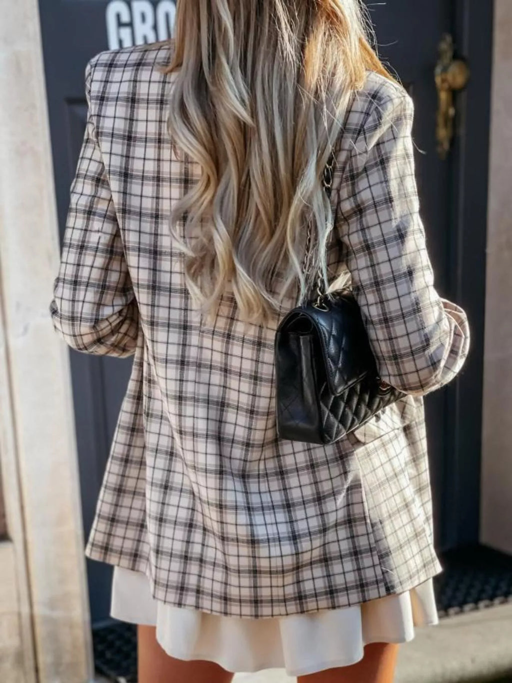Houndstooth Double-Breasted Blazer