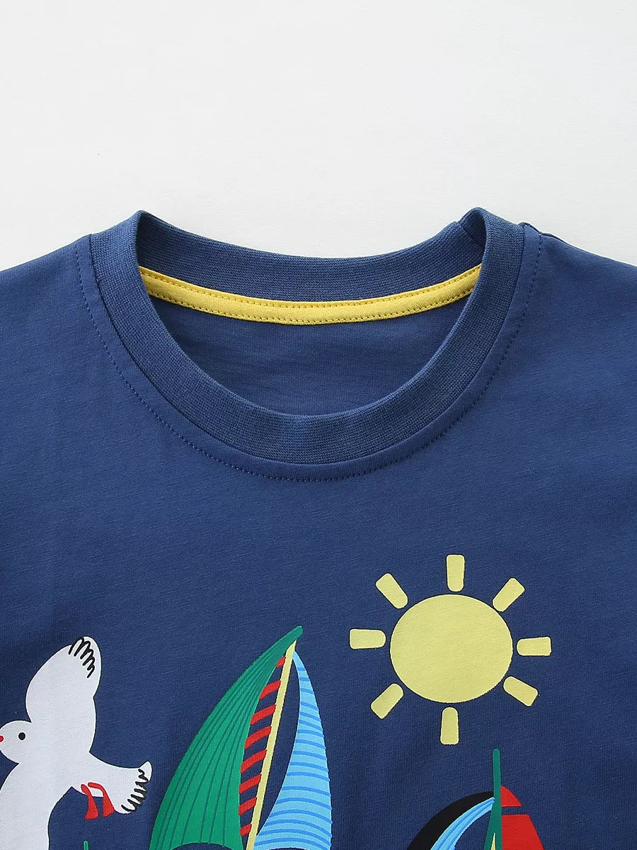 Children's Nautical Graphic Round Neck T-Shirt