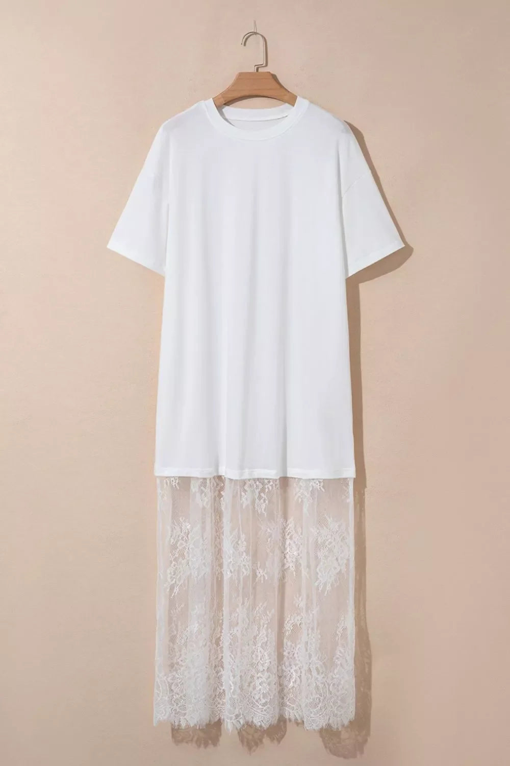 Lace Patchwork Casual T-Shirt Dress