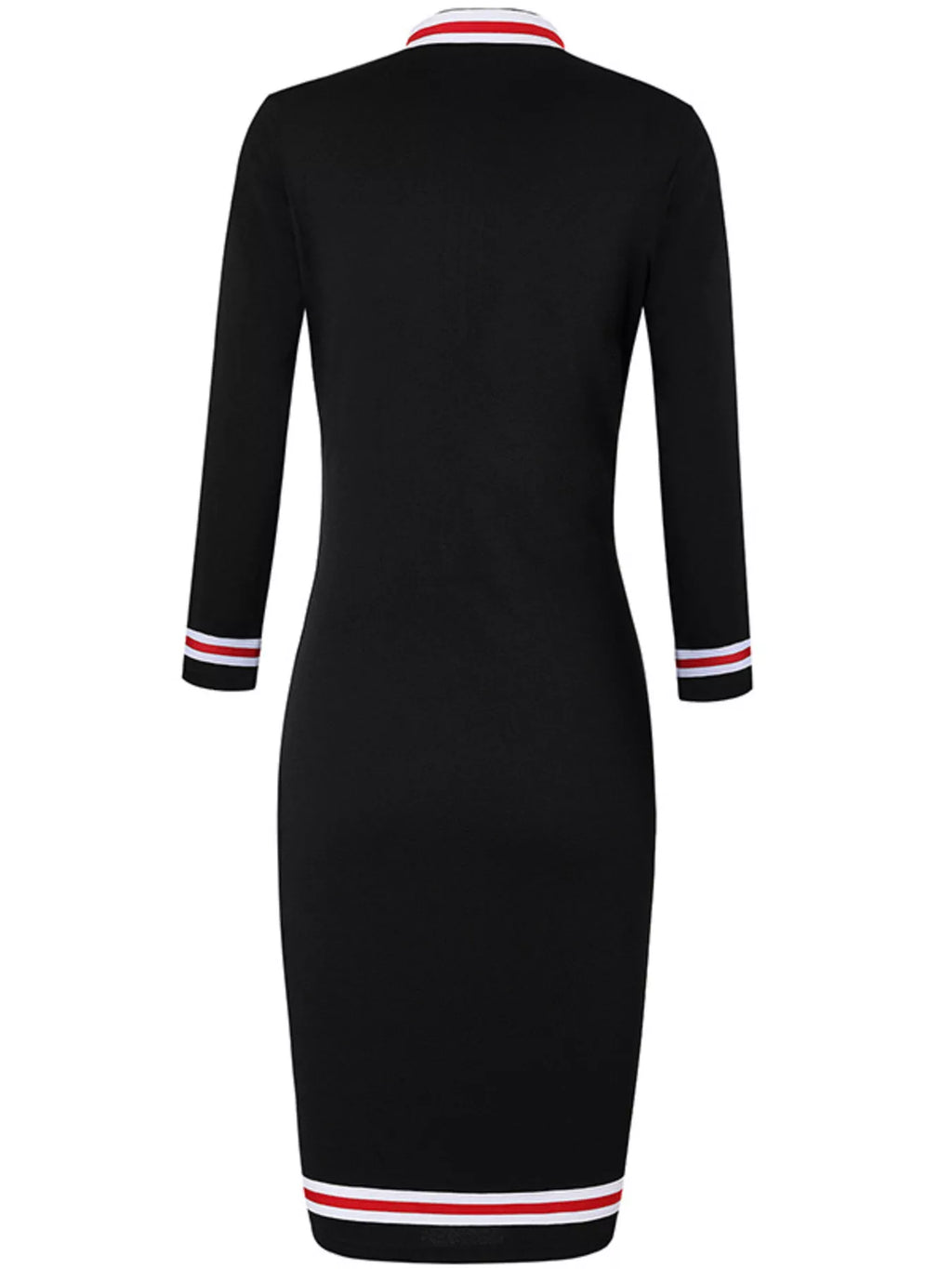 Striped Long Sleeve Bodycon Midi Dress