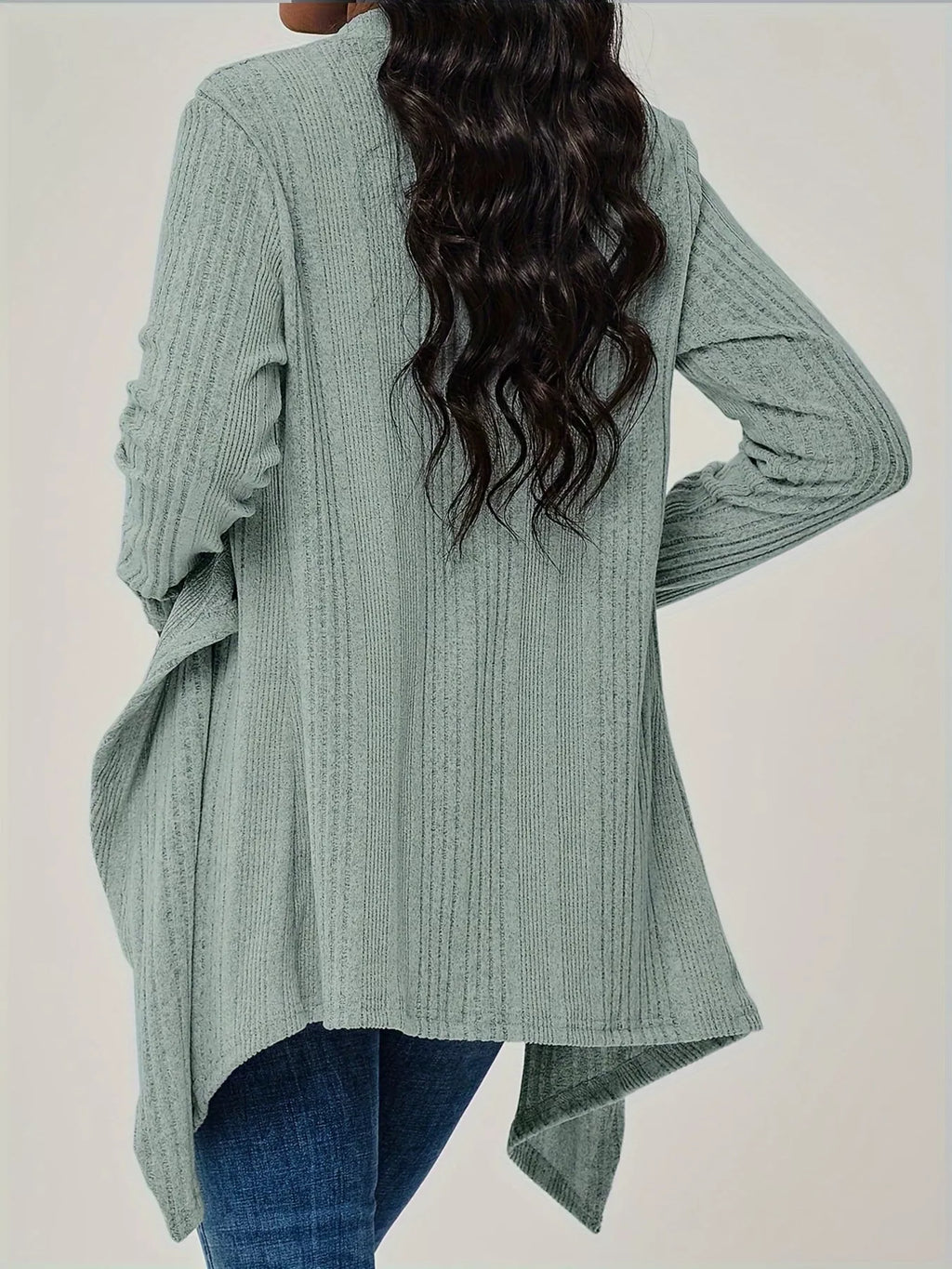 Ribbed Knit Open Front Cardigan