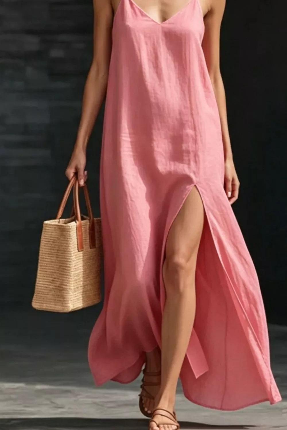 Slit V-Neck Maxi Dress