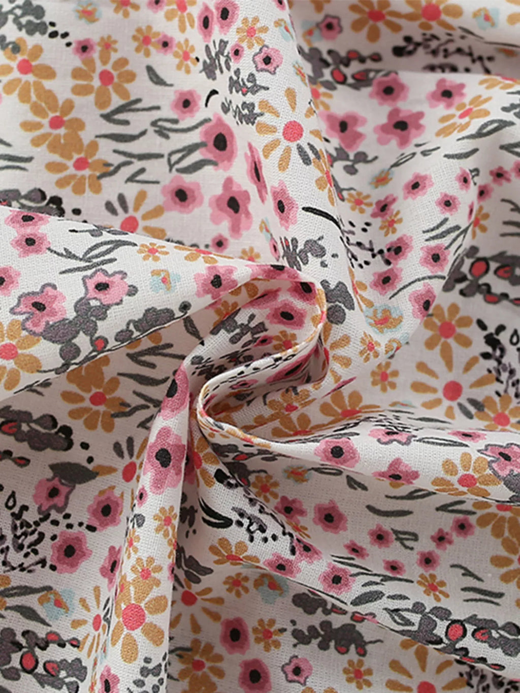 Children's Floral Print Button-Front Ruffle Sleeve Dress