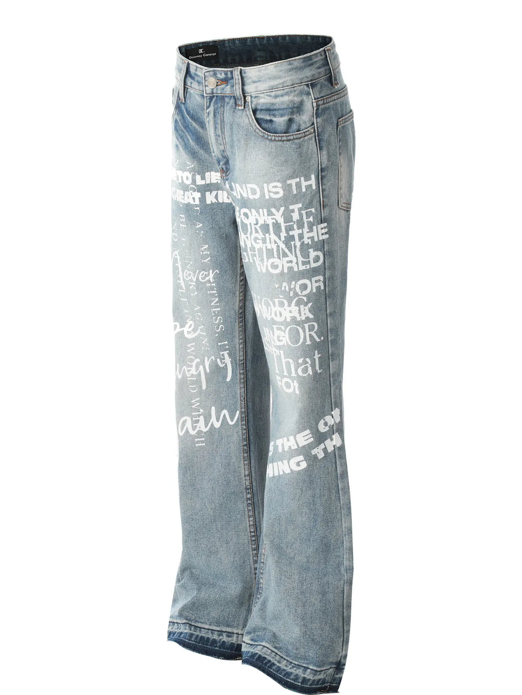 Men's Graffiti Text Print Straight Leg Jeans