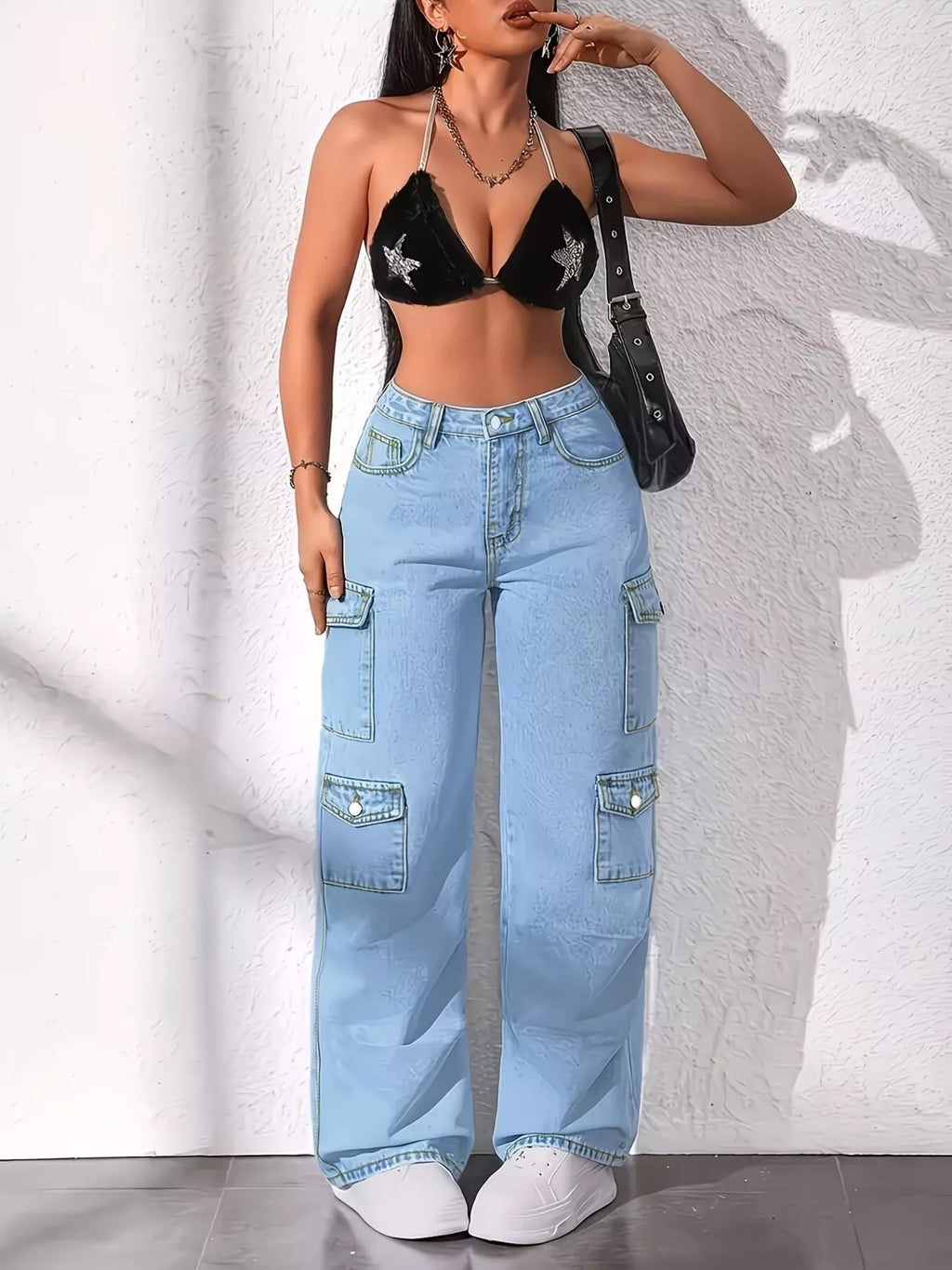 High Waist Cargo Jeans