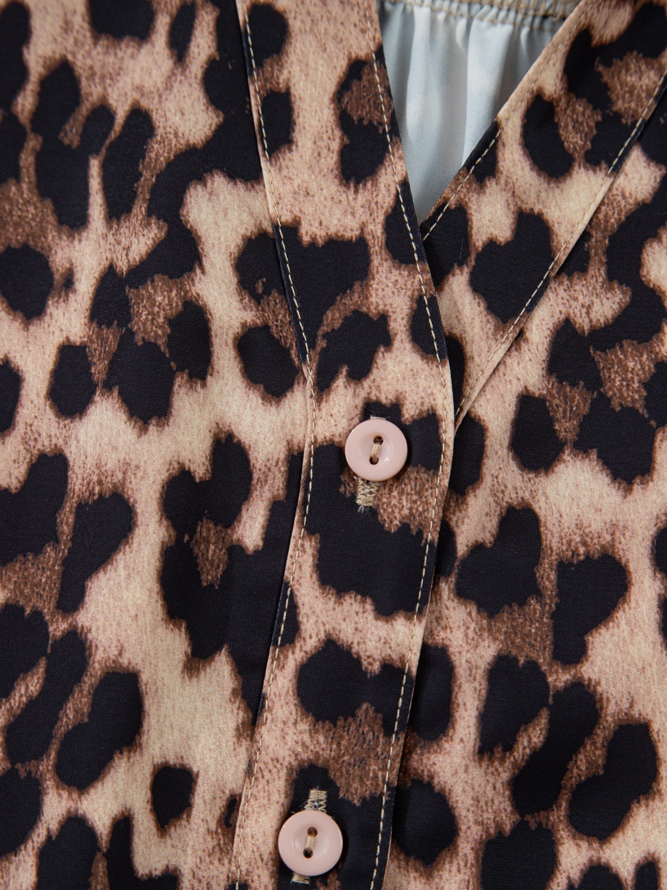 Leopard Print Lace Trim Short Sleeve Shirt