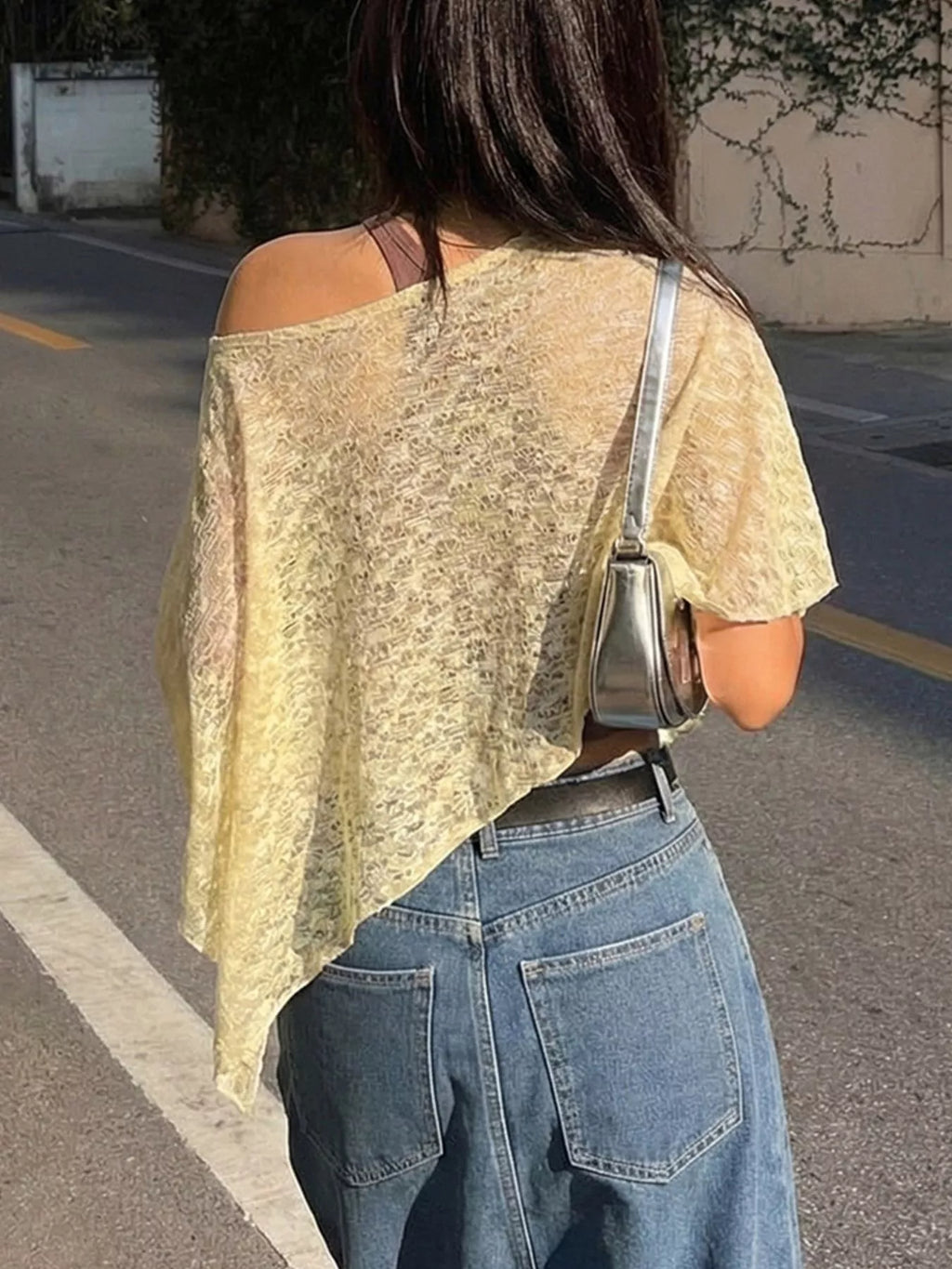 One Shoulder Long Sleeve Cover Up