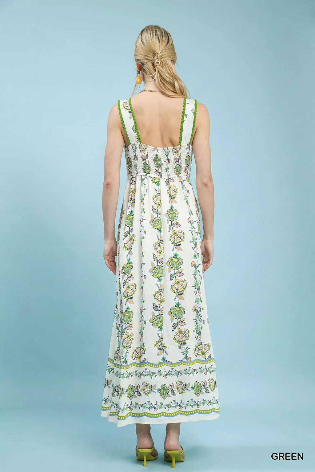 Umgee Floral Print Tiered Midi Dress