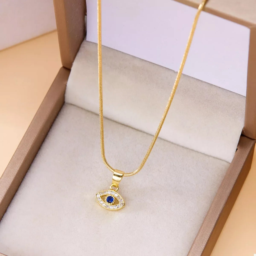 18K Gold-Plated Necklace with Rhinestone Pendant