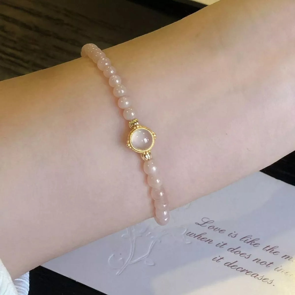 18K Gold-Plated Moonstone Bead Bracelet