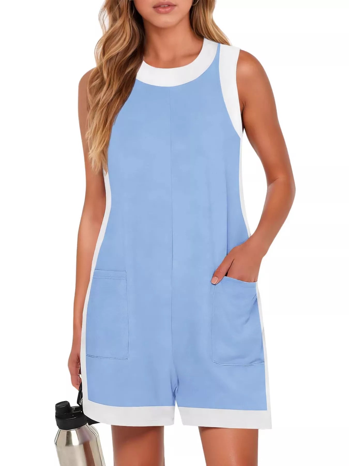 Contrast Trim Sleeveless Romper