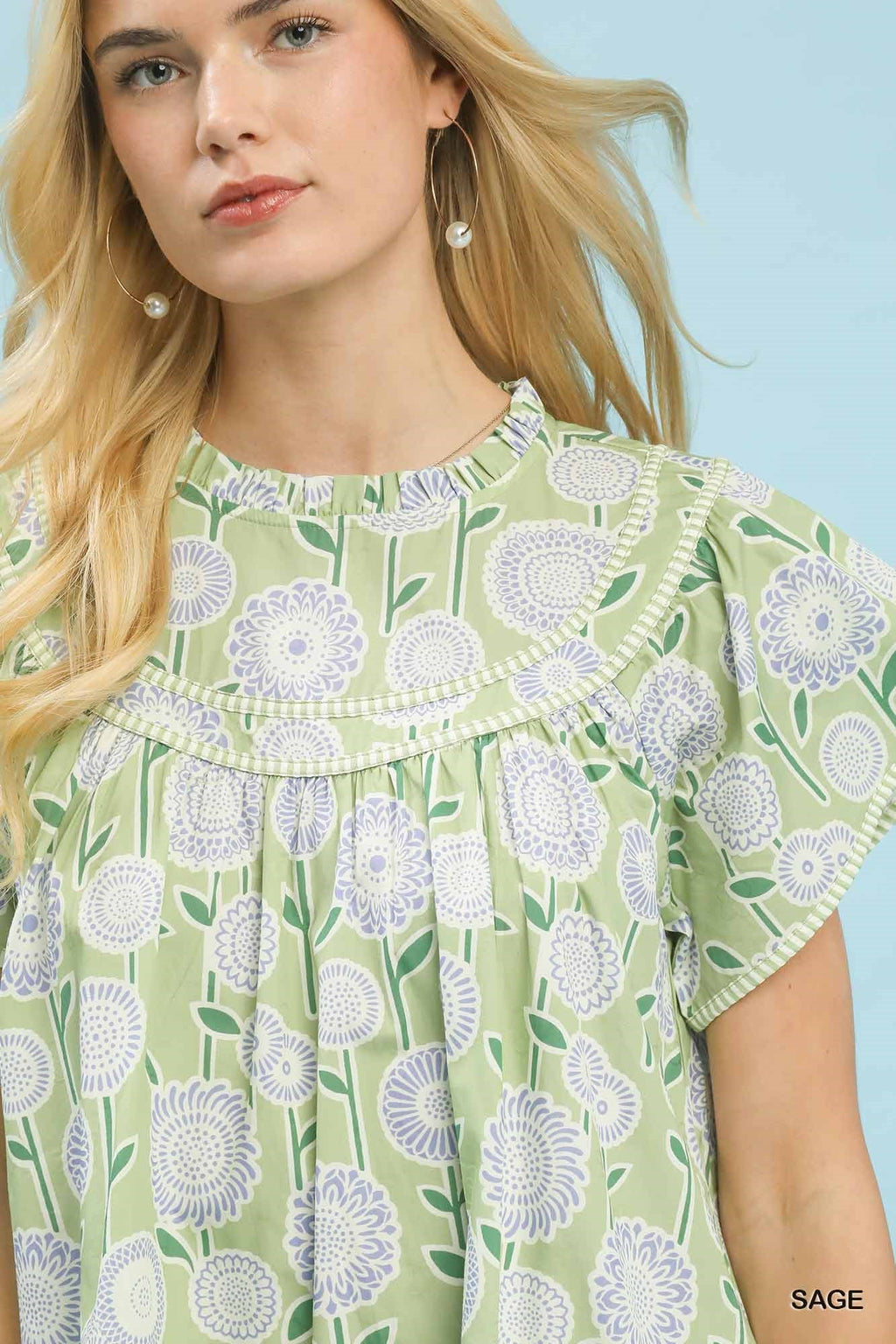 Umgee Floral Print Tiered Babydoll Dress