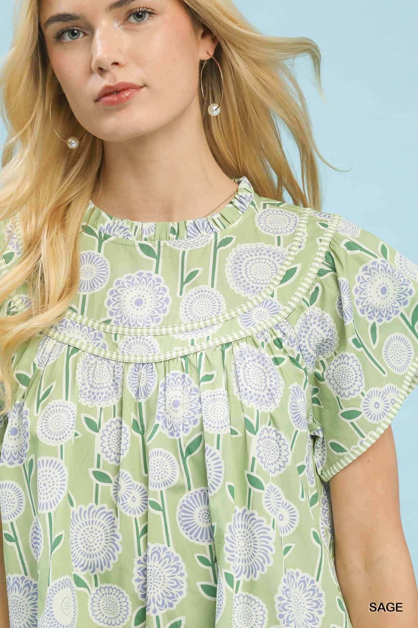 Umgee Floral Print Tiered Babydoll Dress