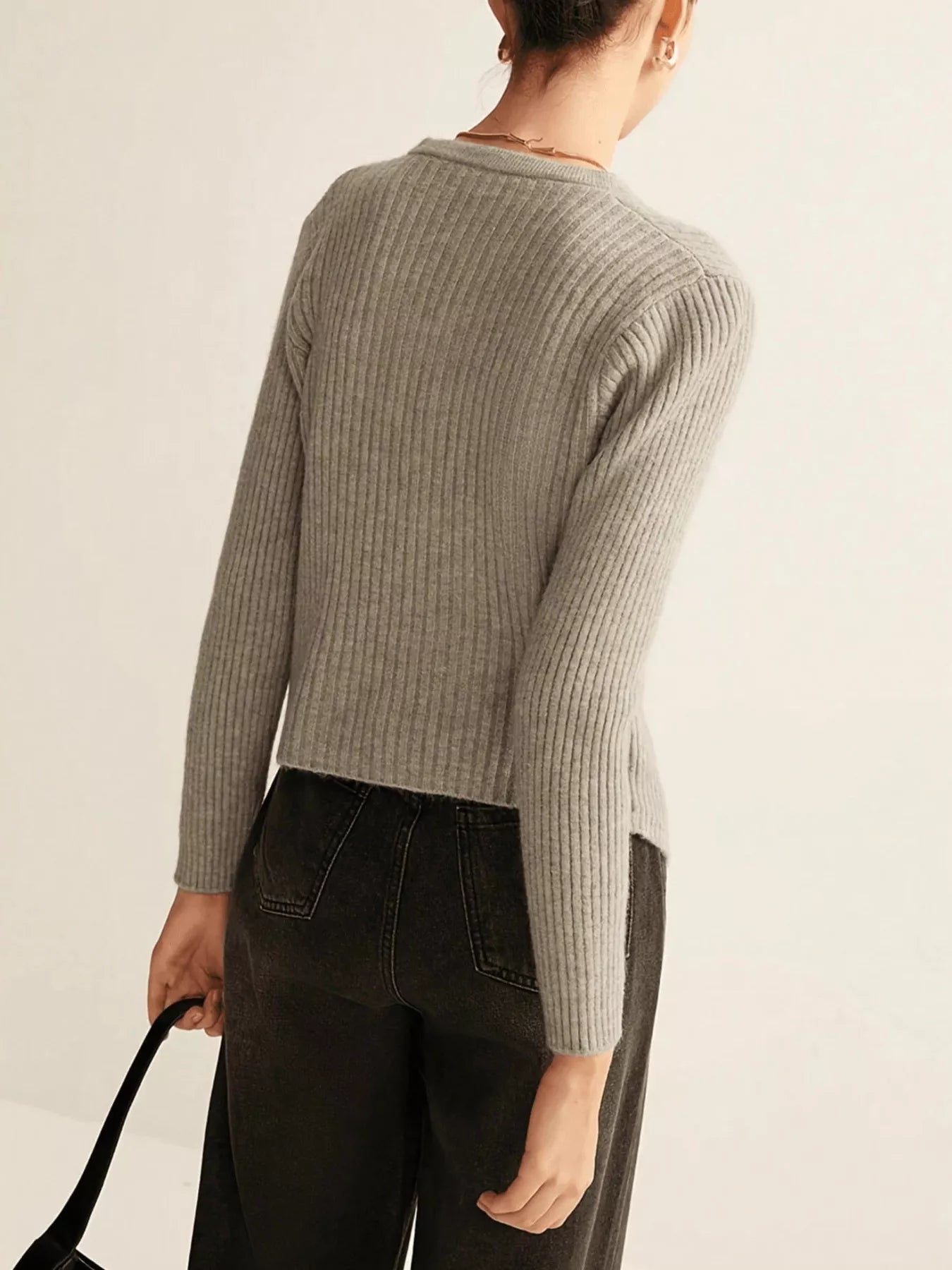 Ribbed Knit Button-Down Cardigan