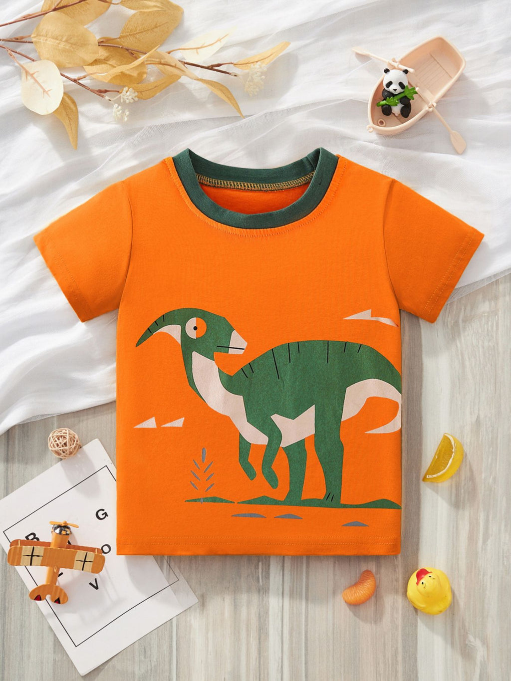 Children's Dinosaur Graphic Short Sleeve Crew Neck T-Shirt