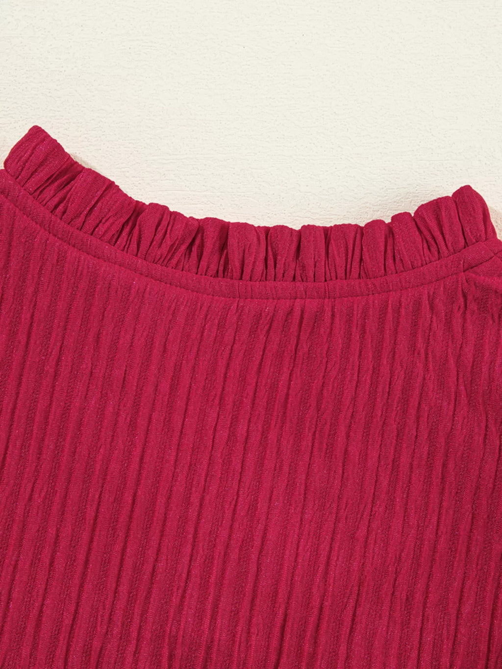 Textured Ruffled Trim Loose Fit Mini Dress