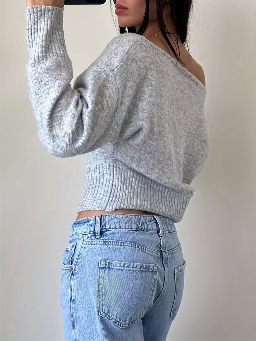 Boat Neck Long Sleeve Sweater