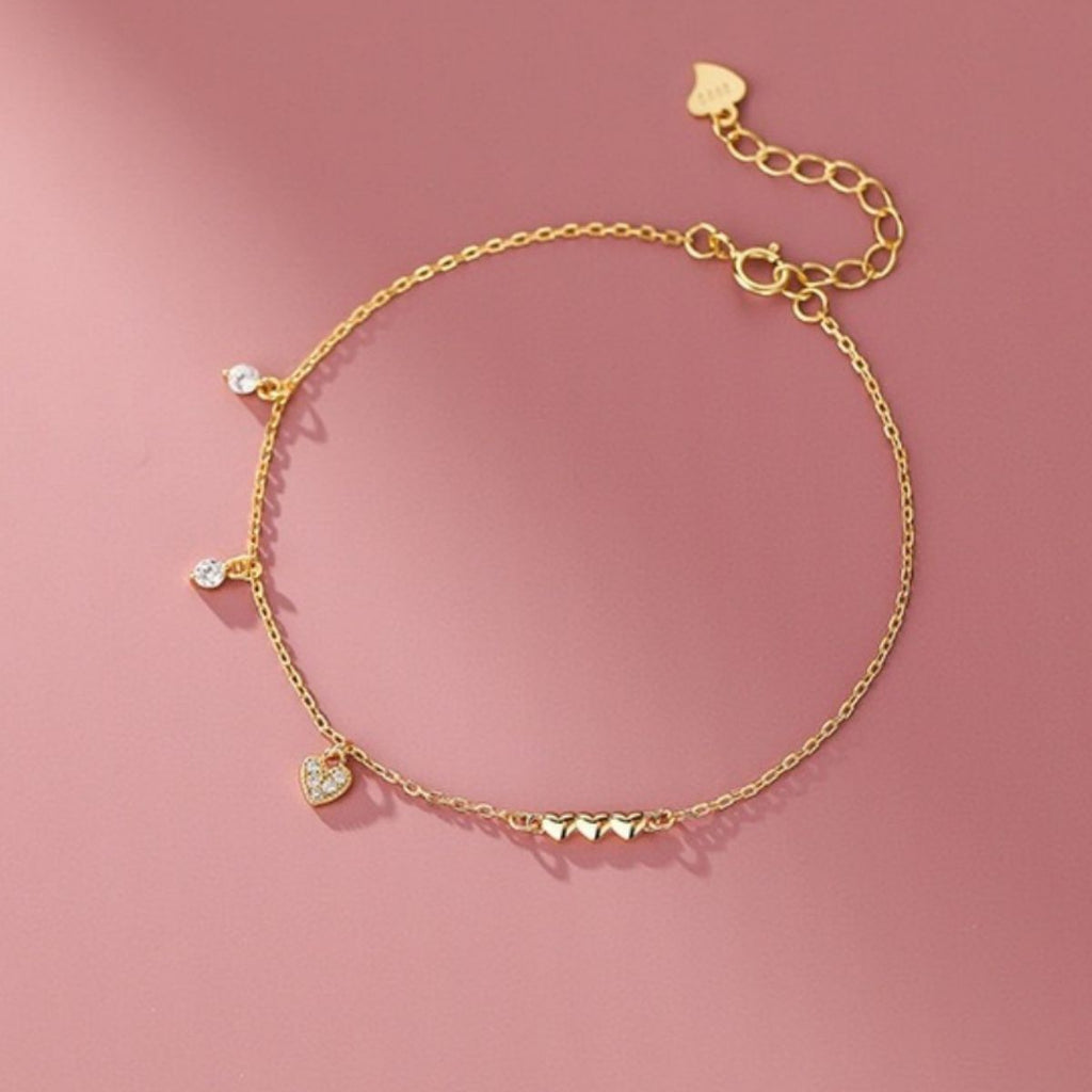 Heart Charm 925 Sterling Silver Bracelet