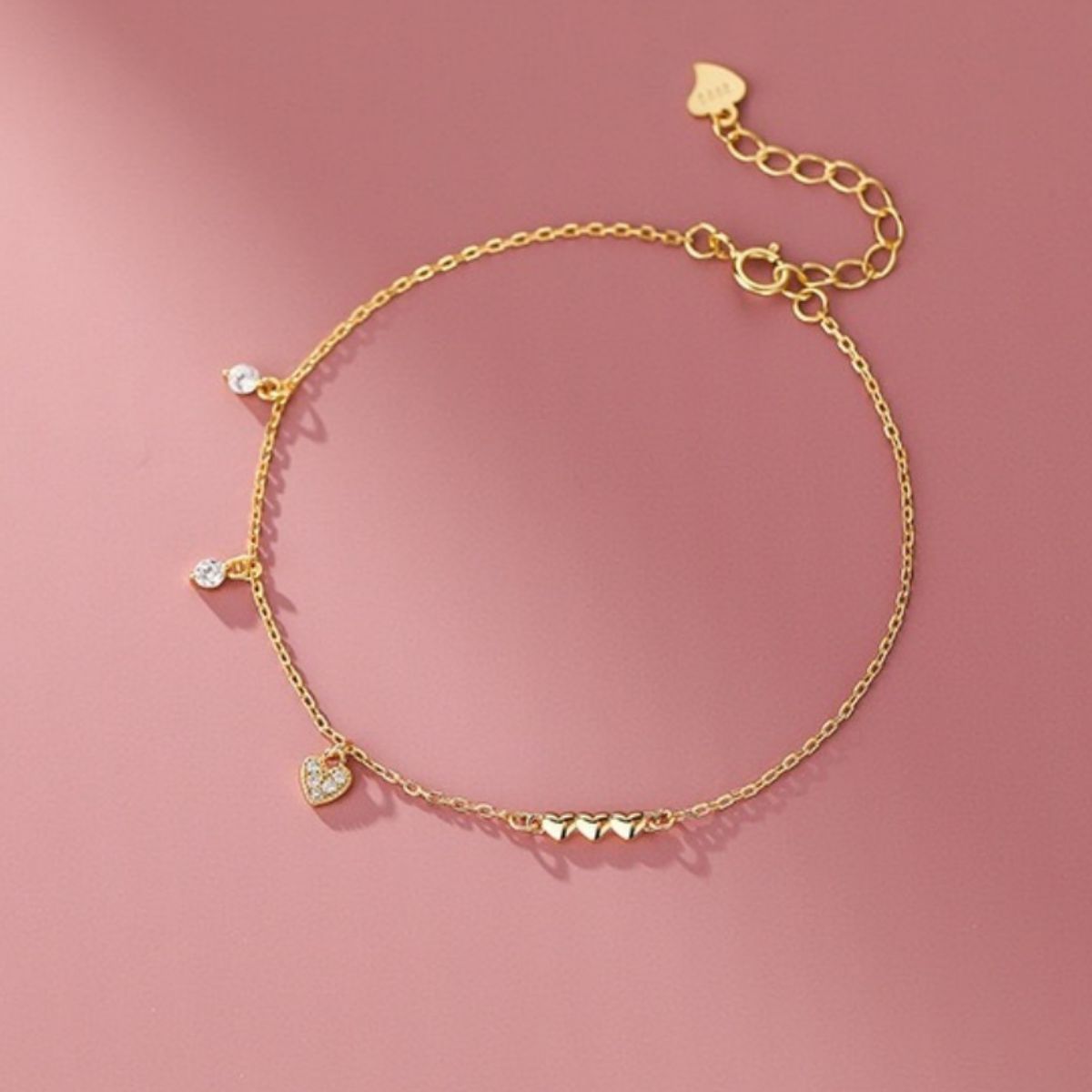 Heart Charm 925 Sterling Silver Bracelet
