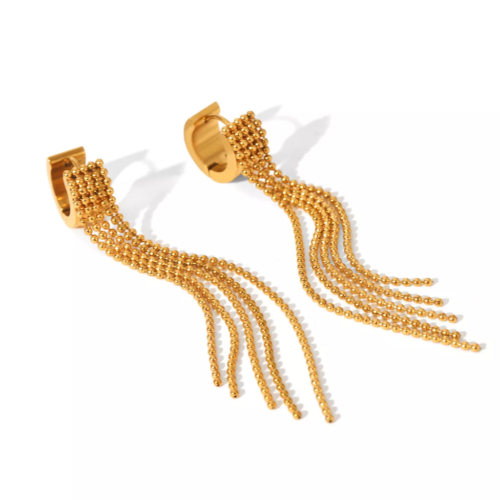 18K Gold-Plated Tassel Chain Earrings