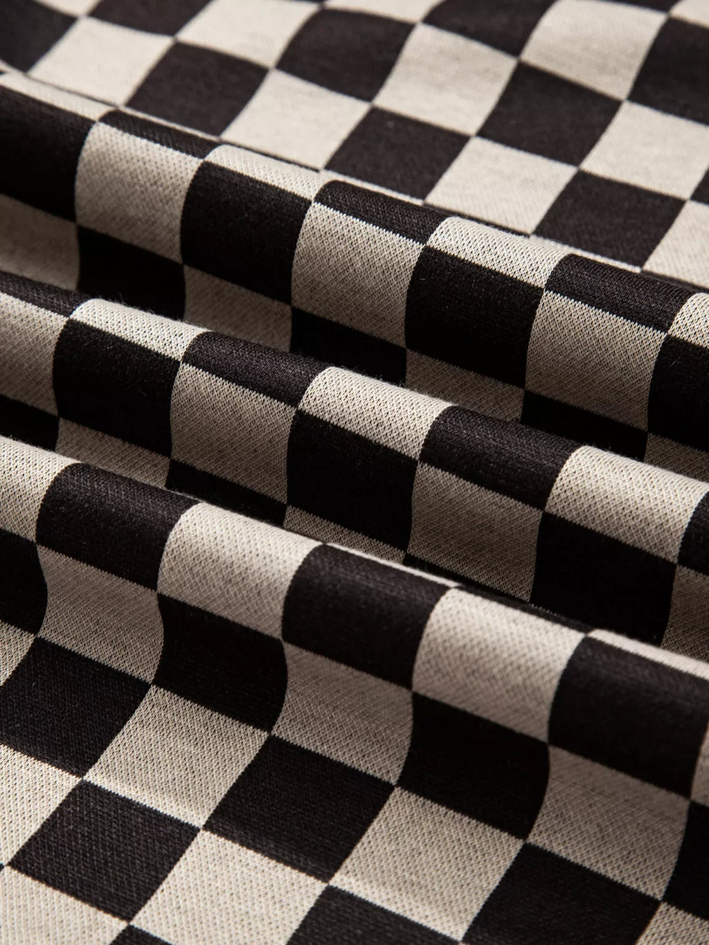 Mixed Checkered Pattern Patchwork High Low Casual Top