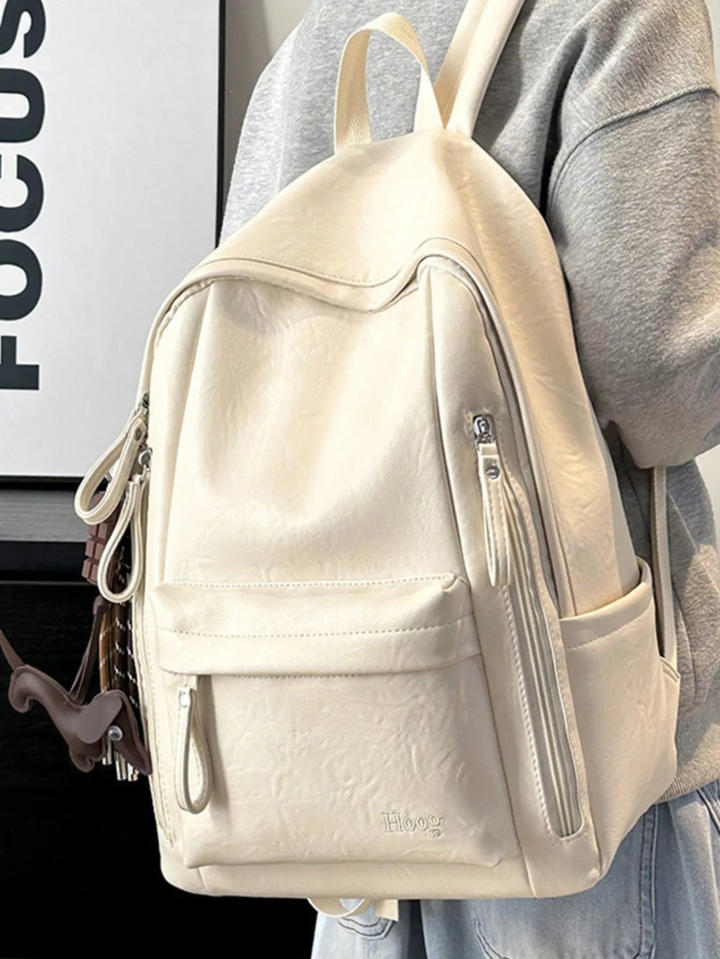 Leather Texture Backpack Bag