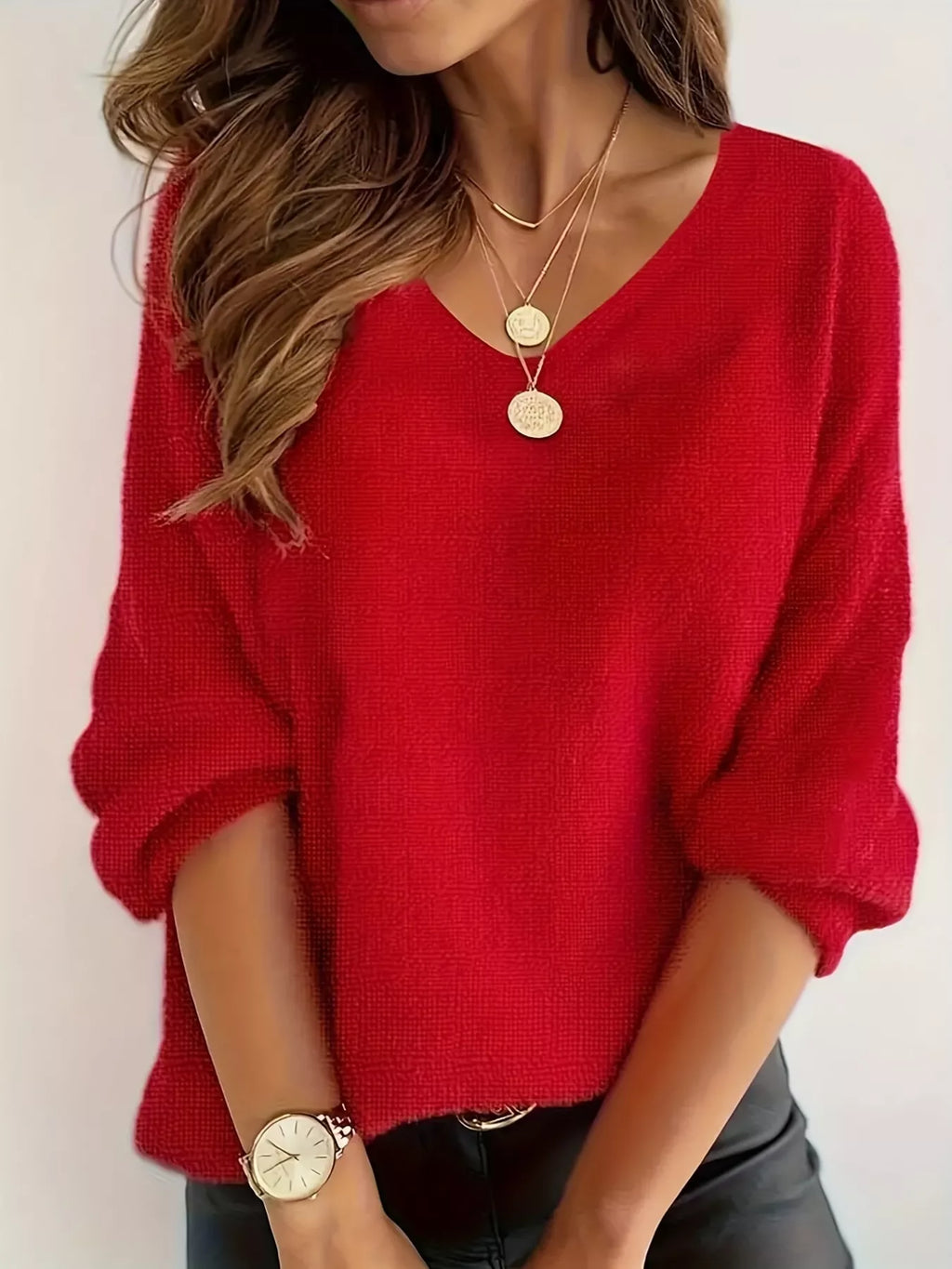 V-Neck Dropped Shoulder Sweater