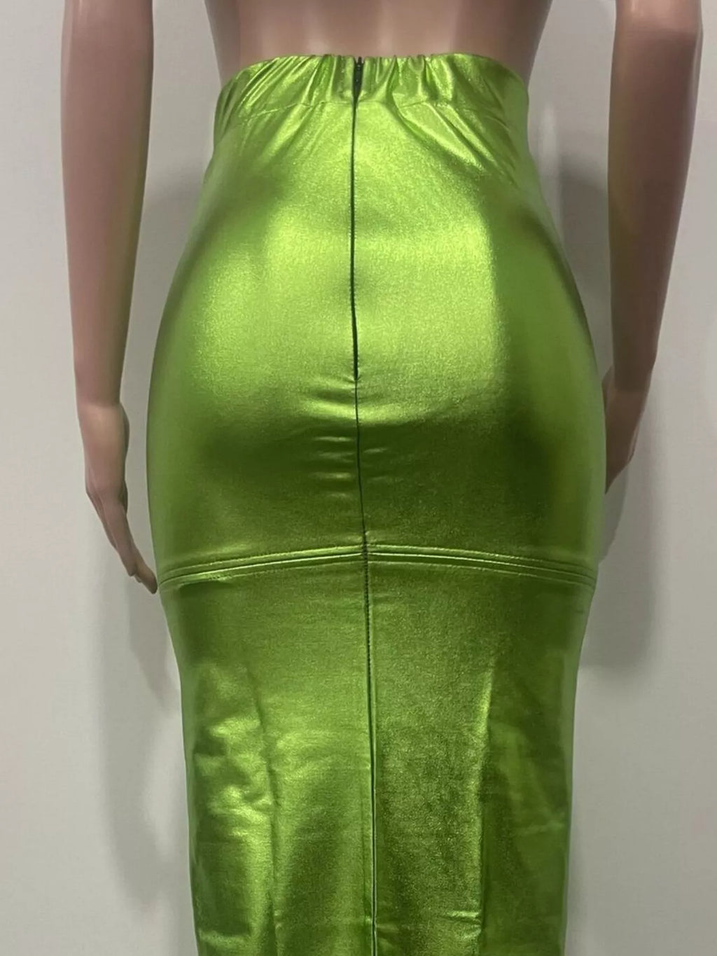 Shimmering Side Slit Bodycon Maxi Skirt