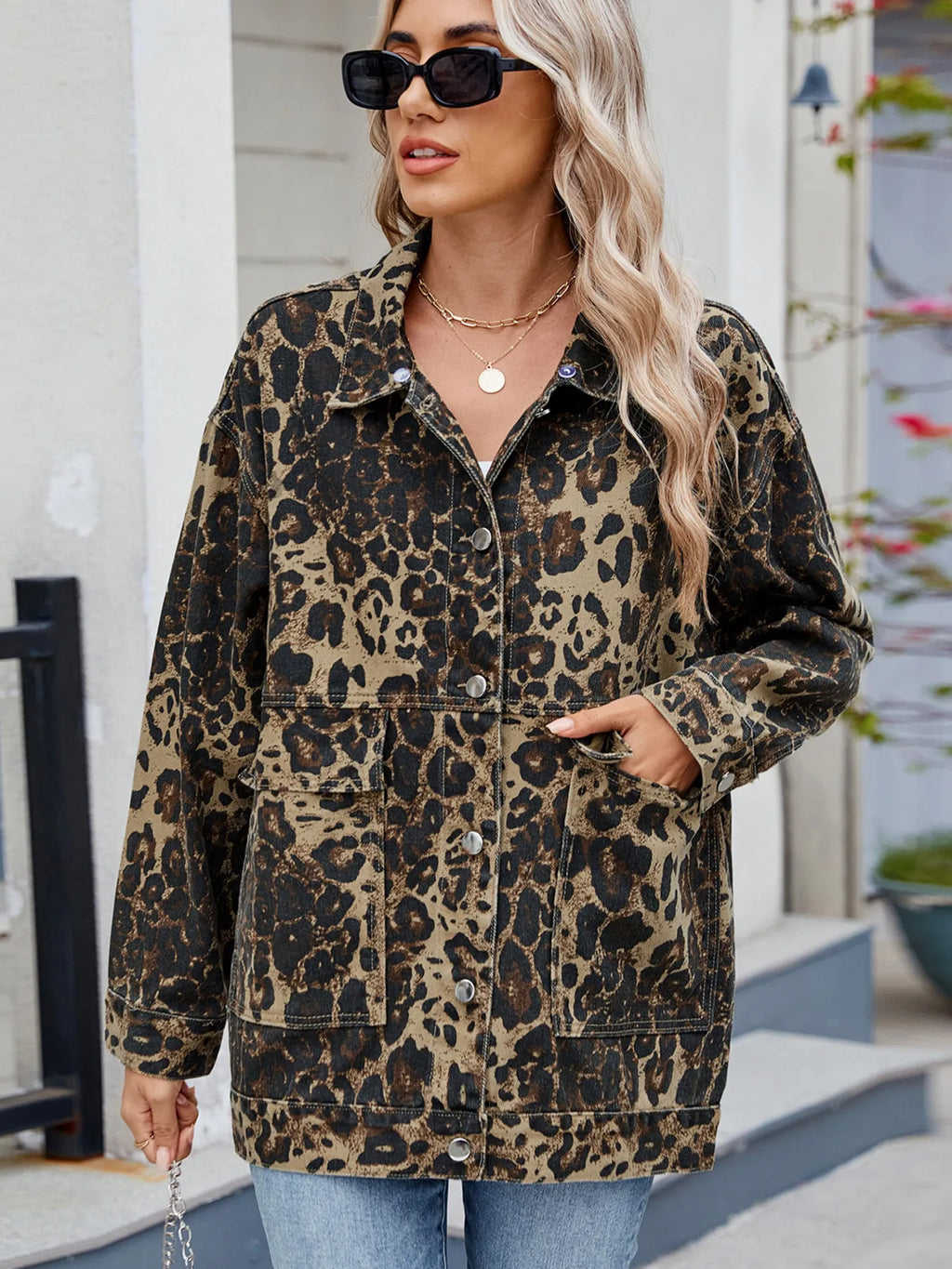 Button Up Long Sleeve Denim Jacket