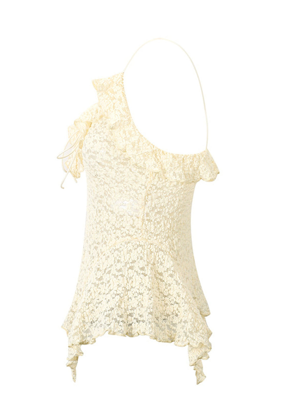 Lace Ruffle Trim Tie-Front Cami