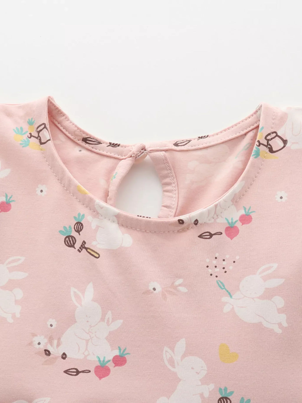 Children's Cute Bunny Print Flutter Sleeve Dress