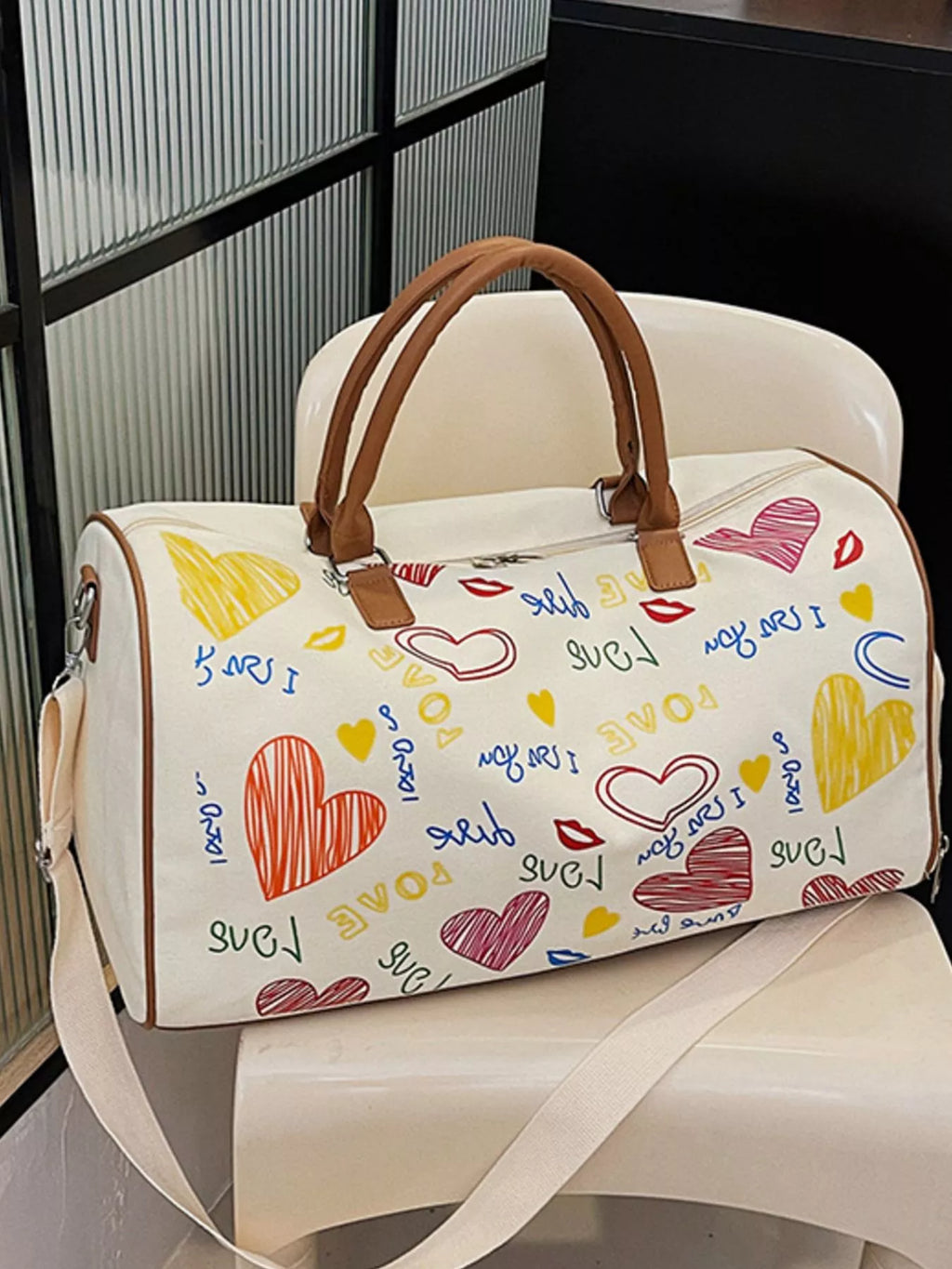 Printed Duffel Bag with Adjustable Strap