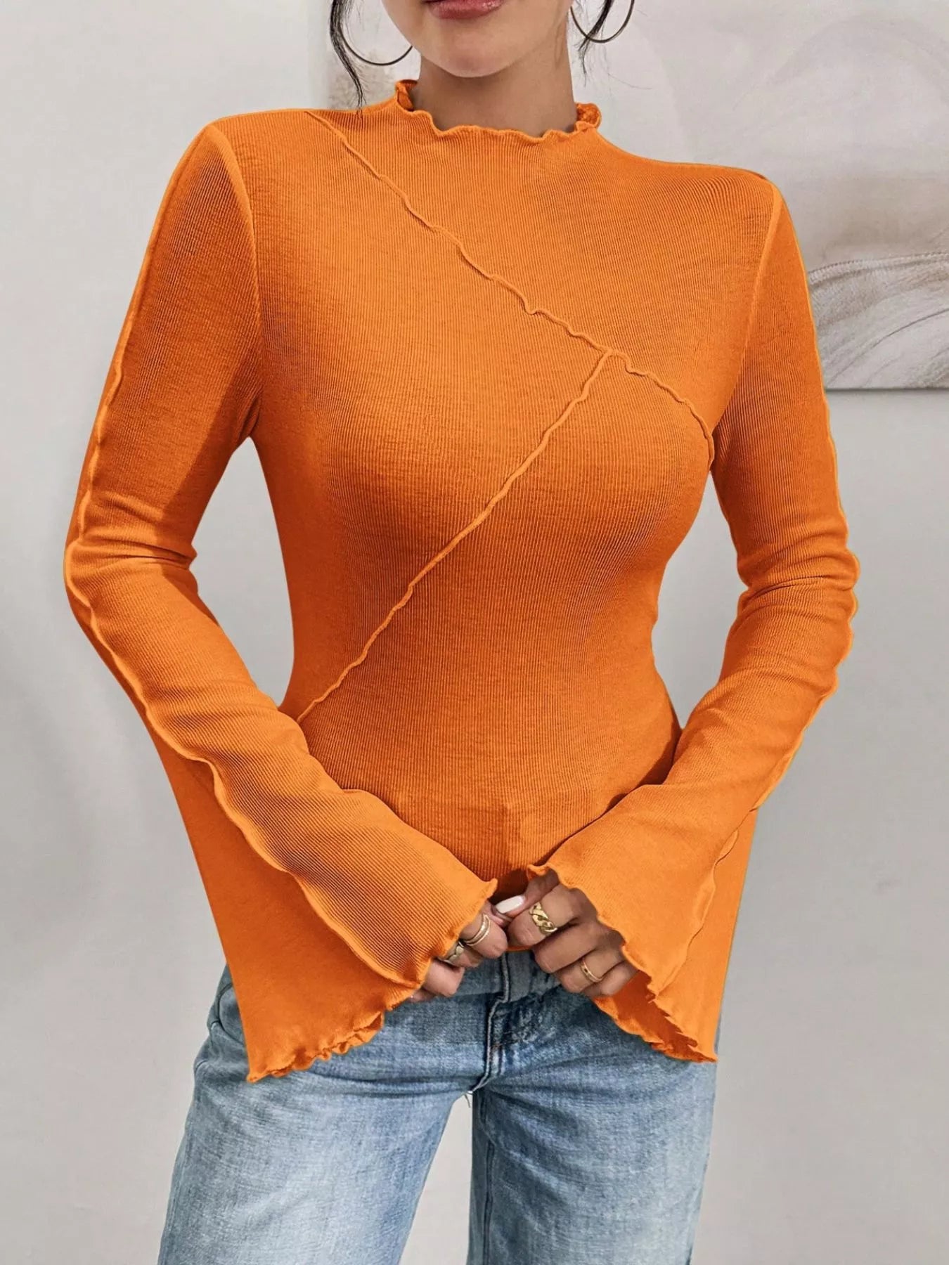 Lettuce Edge Flare Sleeve Top