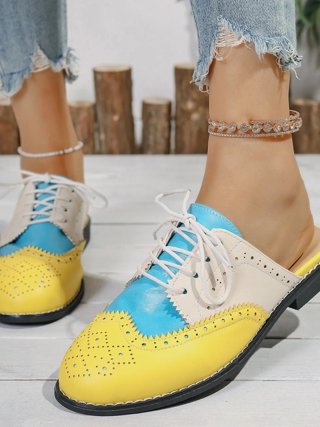 Eyelet Lace Up Slip-Ons