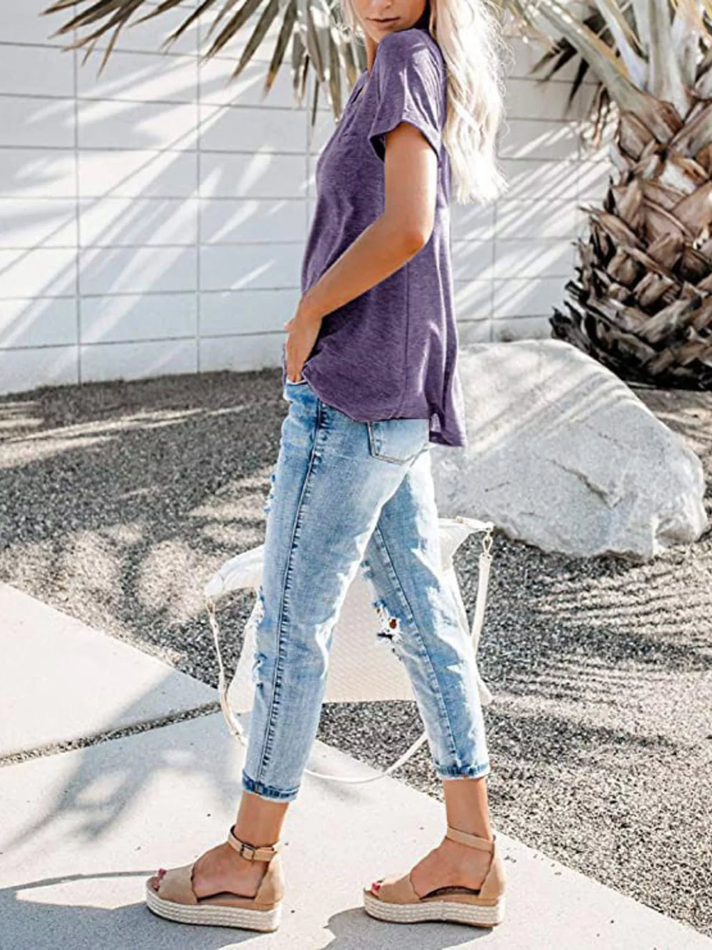 Full Size Casual Button-Front Pocket T-Shirt Plus Size