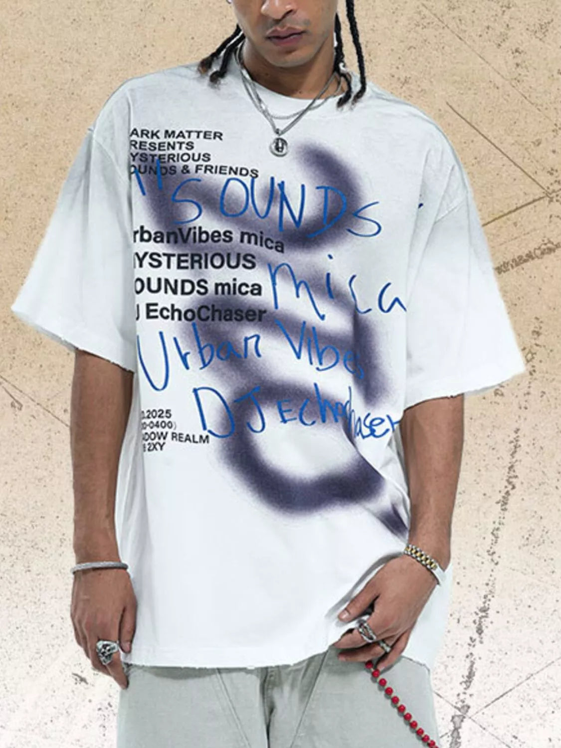 Men's Letter Round Neck Short Sleeve T-Shirt