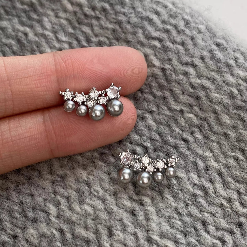 Alloy Pearl Cluster Earrings