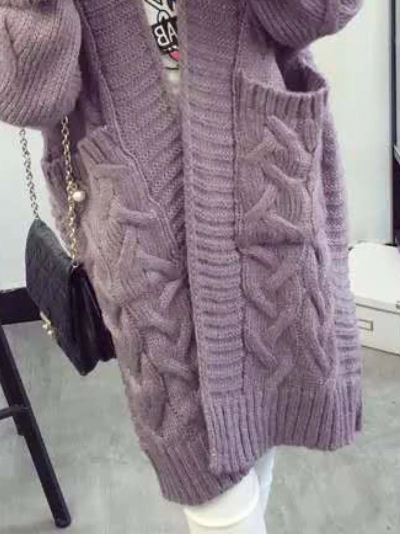 Full Size Chunky Knit Open Front Cardigan Plus Size