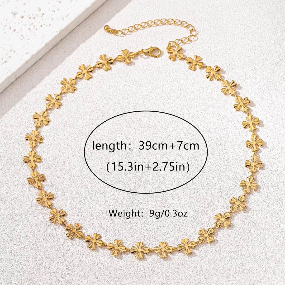18K Gold-Plated Alloy Flower Chain Necklace