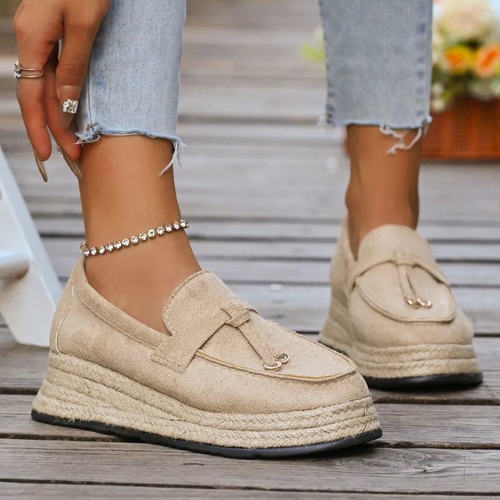 Round Toe Platform Slip-Ons