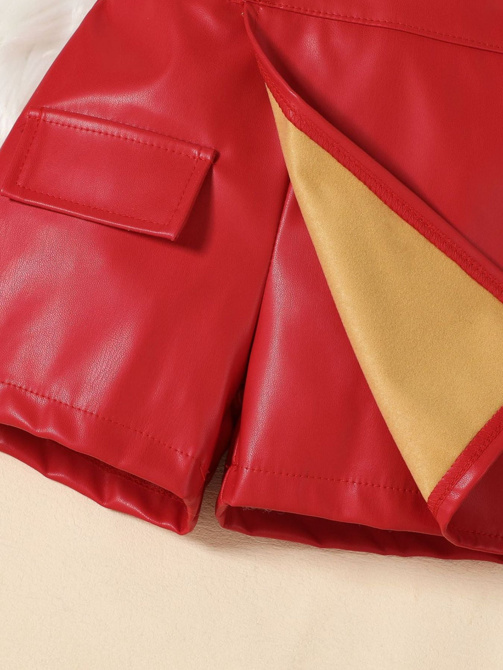 Children's Ribbed Knit Top and Leather Skirt Set
